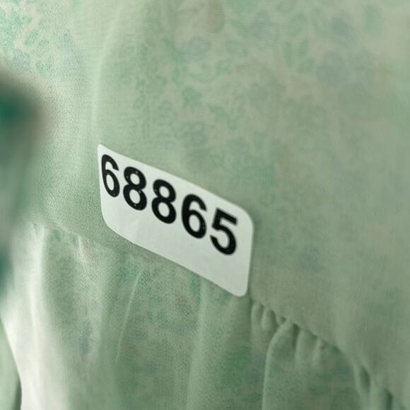 JOIE Top S Reut Crepe Floral Metallic Blouse Ruffle Flutter Sleeve Lined Green - Picture 12 of 12